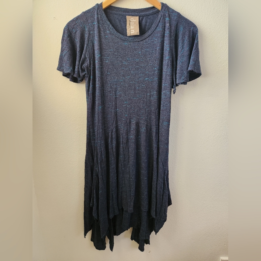 Anthropologie Dolan Women's Terri‎ Flutter Sleeve Dress Handkerchief Hem Blue XS